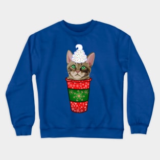 Christmas Peppermint Mocha Coffee Tabby Cat Crewneck Sweatshirt